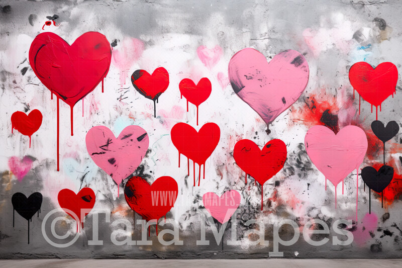 Spray Painted Hearts Valentine Digital Background