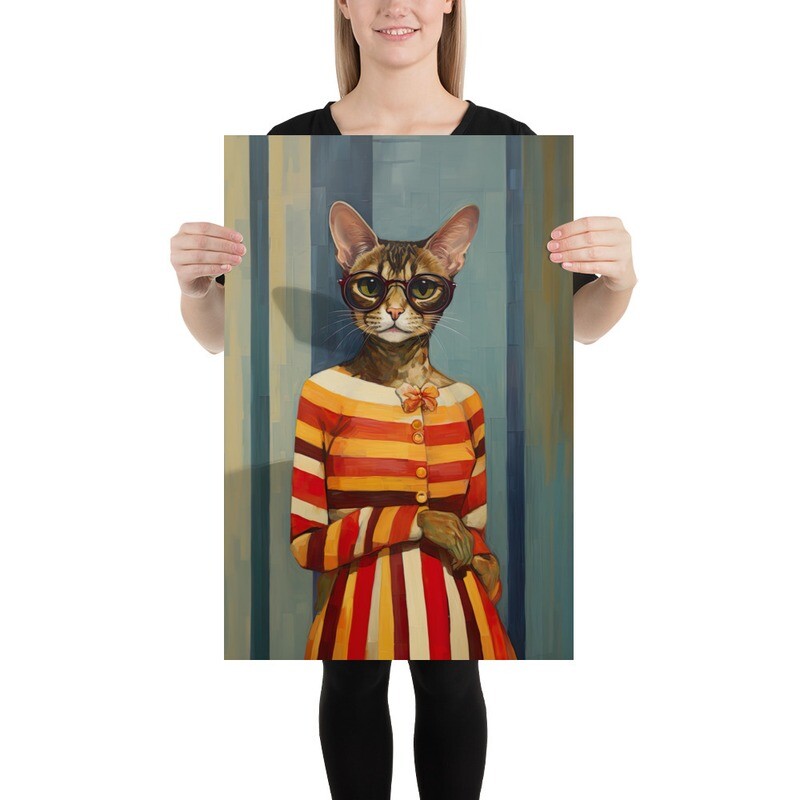 The Librarian Cat Painting Poster