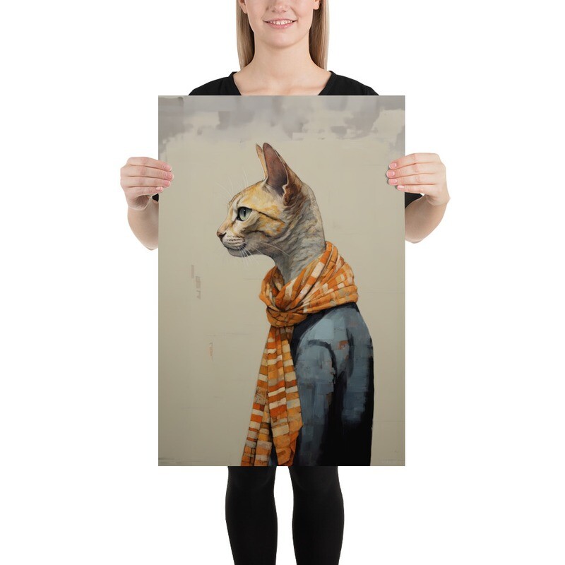 Waiting Cat Painting Poster