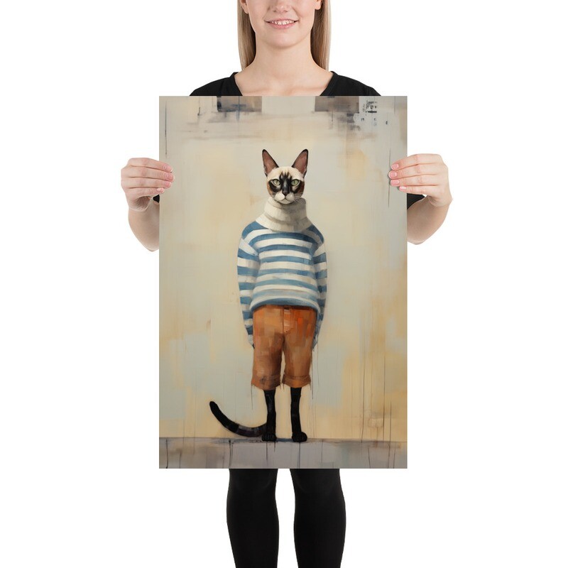 Chic Shawn Cat Painting Poster