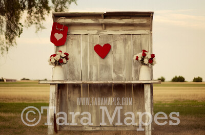 Kissing Booth - Valentine Background - Valentines Day - Kiss - Digital Background / Backdrop