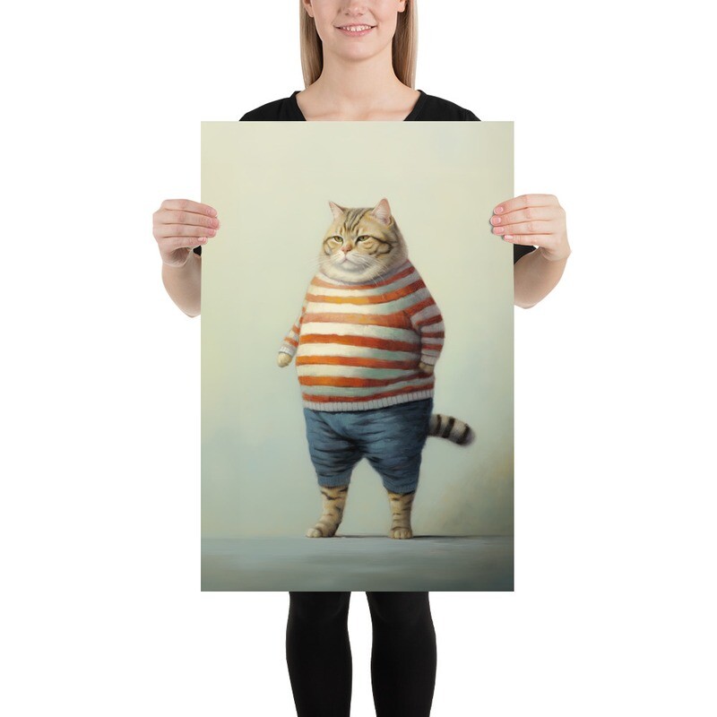 Lunch Money Larry Cat Painting Poster