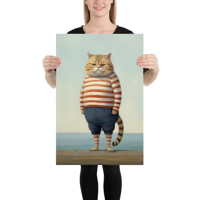 Harry's Hungry Again Cat Painting Poster