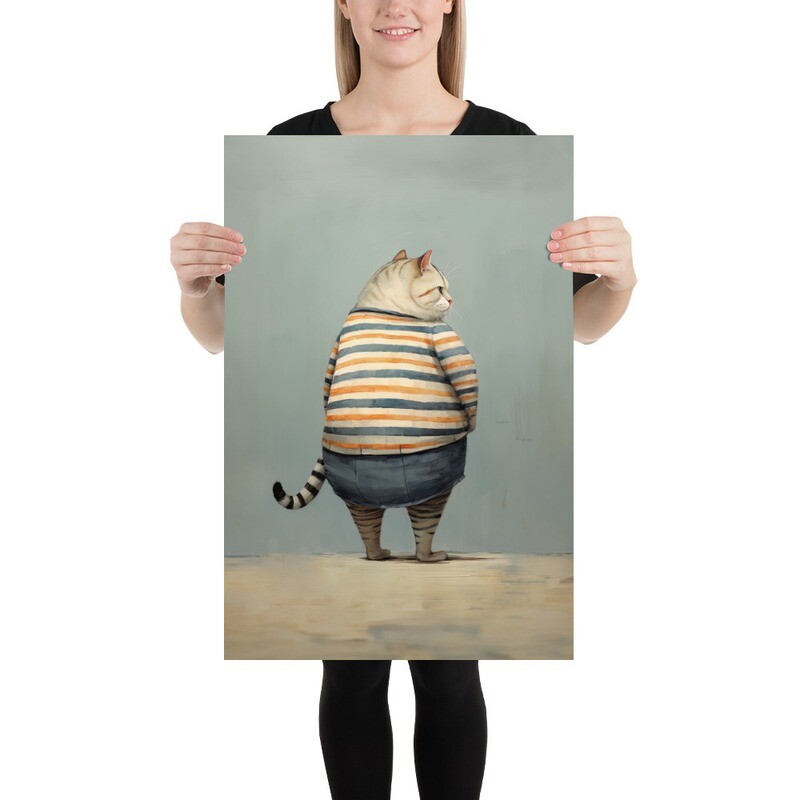 Bus Stop Barry Cat Painting Poster