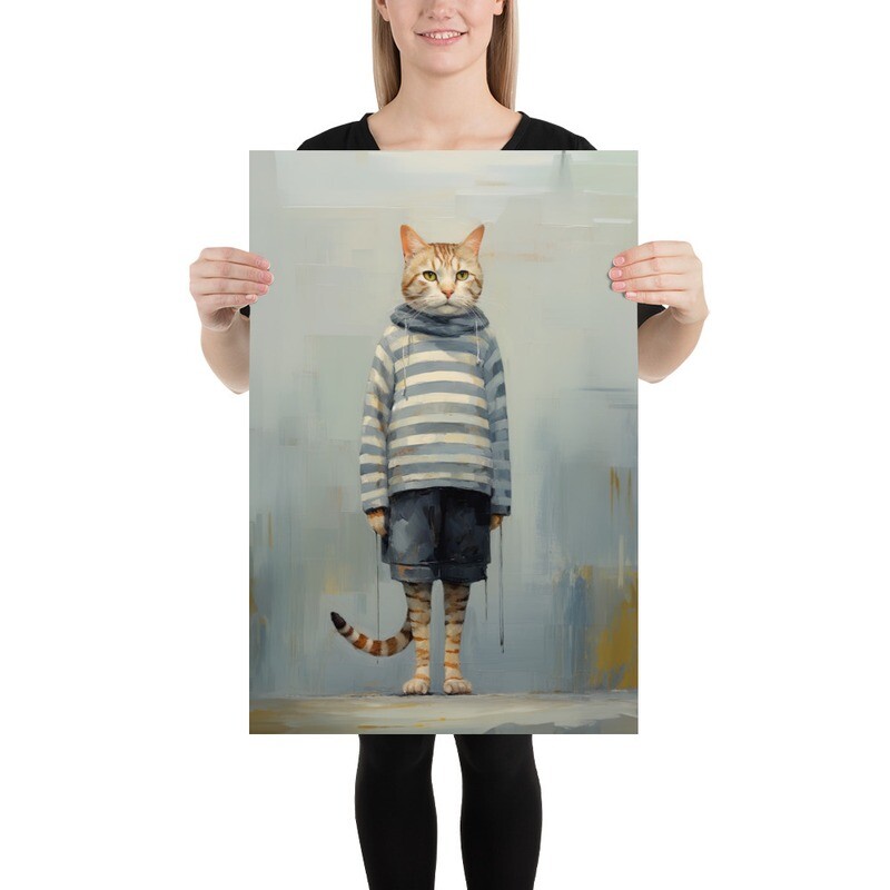 Wait, What? Cat Painting Poster
