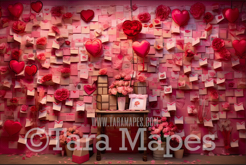 Love Letter Wall Valentine Digital Background / Backdrop