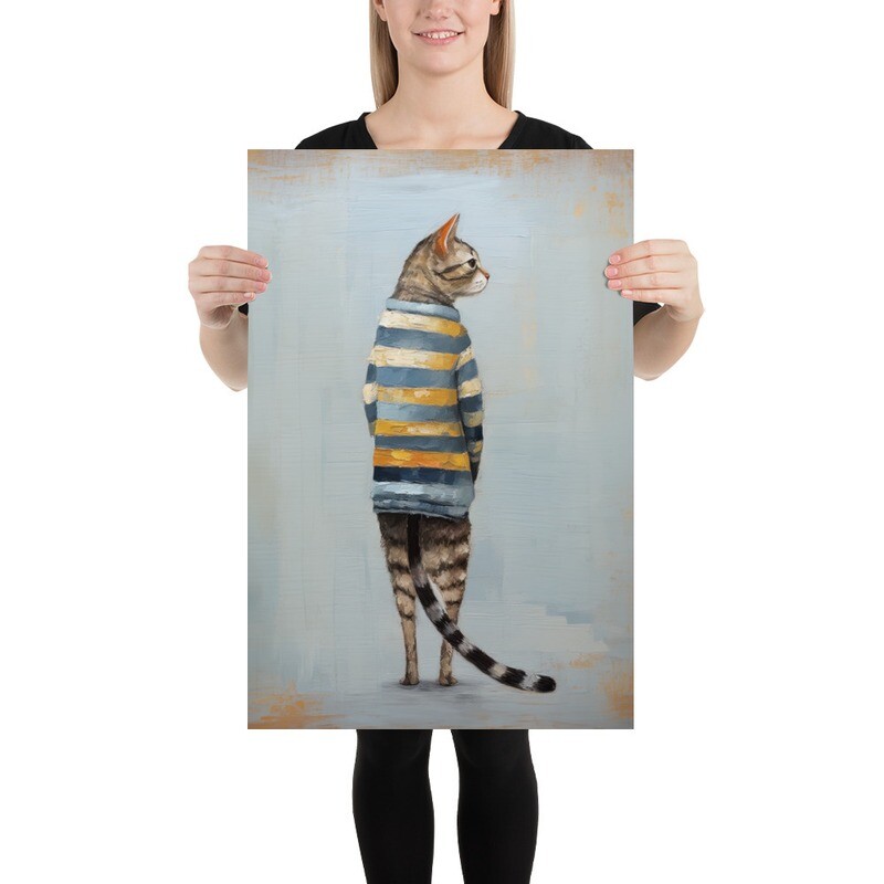 Lawrence Looks Cat Painting Poster