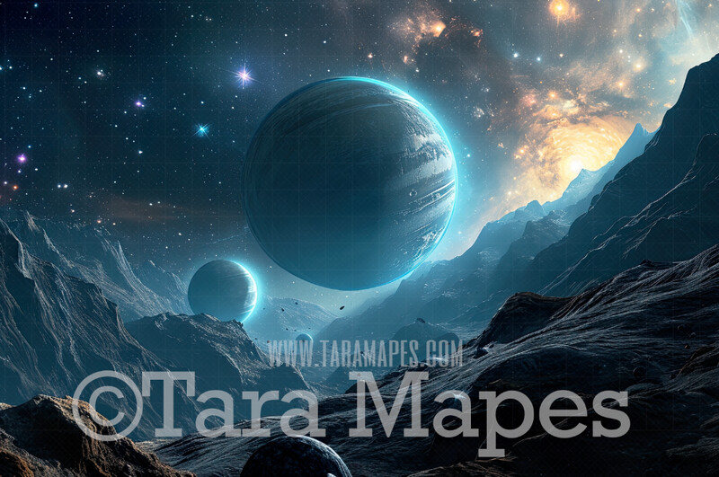 Space Digital Backdrop - Outerspace Digital Backdrop - Galaxy Moon Space Digital Background