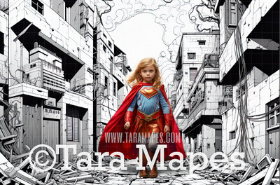 Black and White Comic Book City - Digital Illustration Comic Book Style Digital Background Backdrop