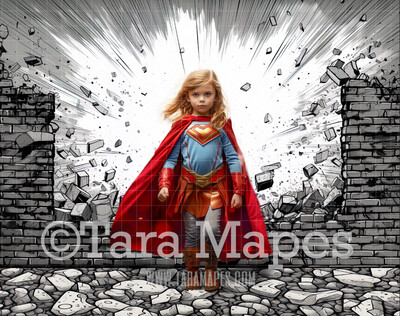 Black and White Comic Book Wall - Digital Illustration Comic Book Style Digital Background Backdrop