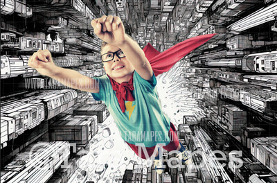 Black and White Comic Book Explosion - Digital Illustration Comic Book Style Digital Background Backdrop