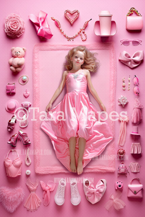 Dolly Dress Up Digital Backdrop - Doll Accessories Digital Background JPG