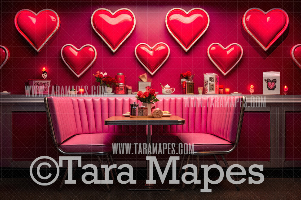 Valentine Diner Digital - Valentine Digital Background / Backdrop