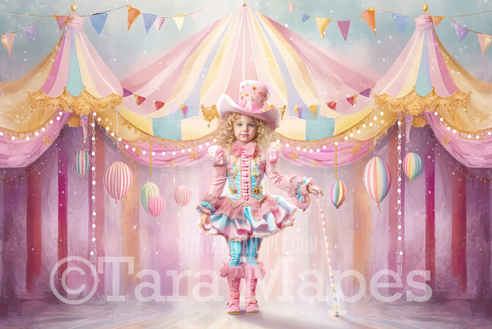 Pastel Painterly Circus Tent Digital Background - Pink Carnival Tent - Circus Digital Background (JPG FILE)