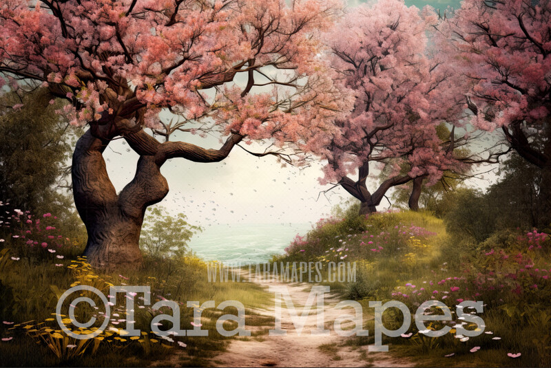 Spring Path Digital Backdrop - Country Digital Background JPG
