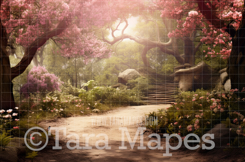 Soft Spring Path Digital Backdrop - Country Digital Background JPG