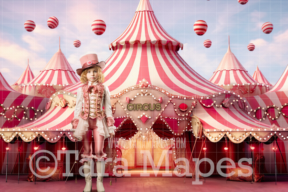 Pastel Painterly Circus Tent Digital Background - Pink Carnival Tent - Circus Digital Background (JPG FILE)
