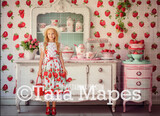 Strawberry Kitchen Digital Background - Strawberry Digital Backdrop (JPG FILE)