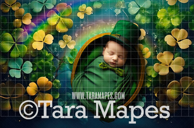 St. Patrick&#39;s Day Newborn Digital Backdrop - Irish Shamrock - St Patrick&#39;s Day Digital Backdrop
