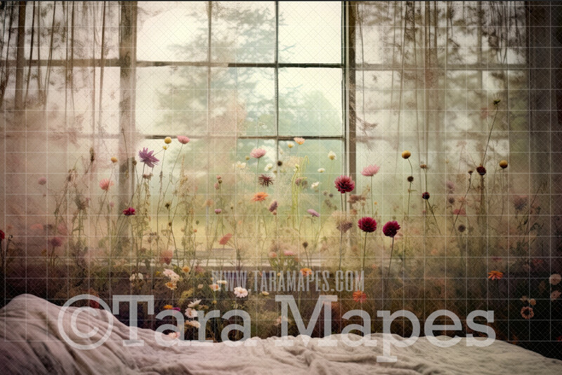 Wildflower Digital Background - Surreal Flower Bed Digital Backdrop (JPG FILE)