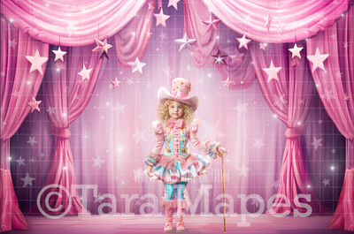 Pastel Painterly  Stars Circus Tent Digital Background - Pink Carnival Tent - Circus Digital Background (JPG FILE)