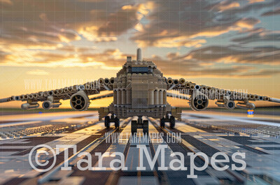 Toy Military Plane Digital Backdrop - Toy Brick Plane Digital Background (JPG FILE)