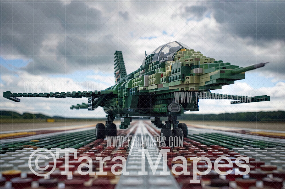 Toy Military Plane Digital Backdrop - Toy Brick Plane Digital Background (JPG FILE)
