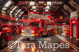 Toy Fire Station Digital Backdrop - Toy Fire Truck Digital Background (JPG FILE)