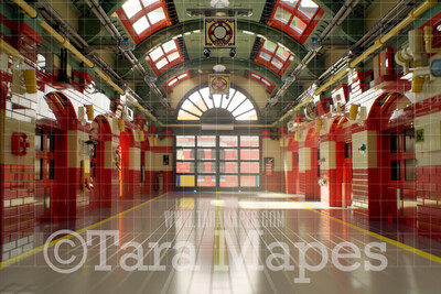 Toy Fire Station Digital Backdrop - Toy Fire Station Digital Background (JPG FILE)