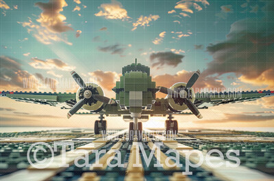Toy Military Plane Digital Backdrop - Toy Brick Plane Digital Background (JPG FILE)