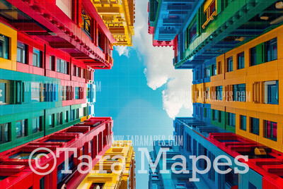 Toy High Rise Digital Backdrop - Toy Buildings Perspective Digital Background (JPG FILE)