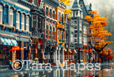 Toy Street Digital Backdrop - Toy Buildings Digital Background (JPG FILE)