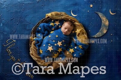 I Love You to the Moon Newborn Digital Background JPG