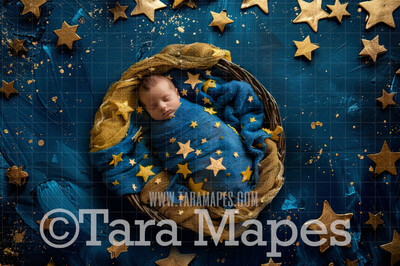 I Love You to the Moon Newborn Digital Background JPG