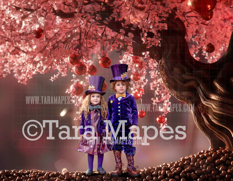 Candy Tree Digital Background - Chocolate Factory Digital Background (JPG FILE)