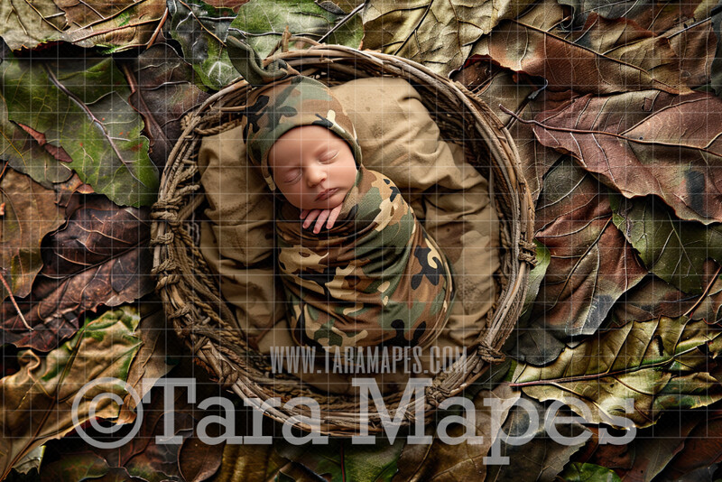Camouflage Newborn Digital Background - Hunting Theme Newborn Digital Backdrop (JPG file)