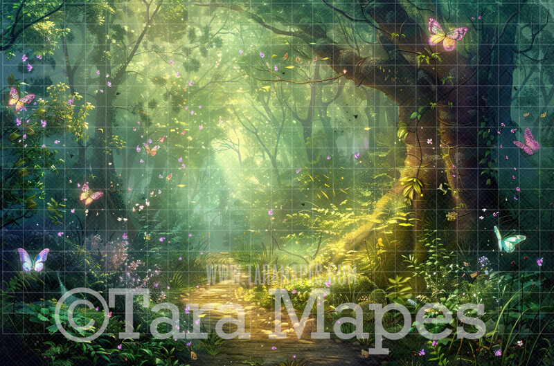 Enchanted Forest - Fairy Forest Digital Background Backdrop - Fairytale Digital Backdrop