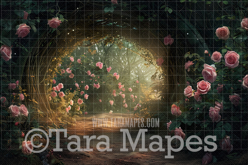 Rose Tunnel - Spring Digital Background Backdrop - Fairytale Digital Backdrop