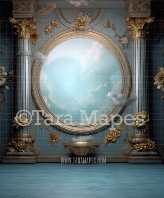 Sky Renaissance Room Digital Backdrop - Cloud Room - Painterly Digital Background JPG