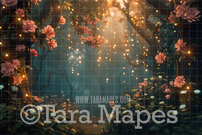 Enchanted Forest  - Magic Fairy Forest Digital Background Backdrop - Fairytale Digital Backdrop