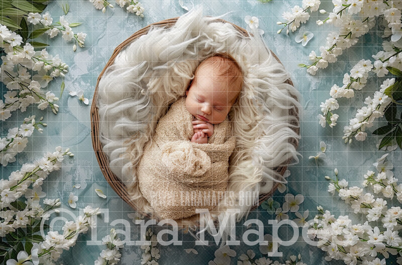 Soft Flowers Spring Newborn Digital Background - Newborn Digital Backdrop (JPG file)