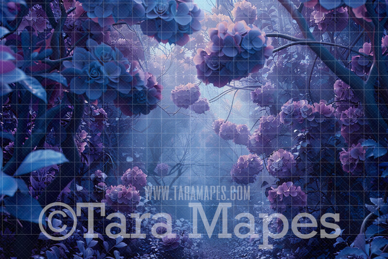 Purple Fantasy Flower Forest Digital Background - Fantasy Enchanted Forest Digital Backdrop
