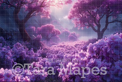 Fantasy Flowers Forest Digital Background - Fantasy Enchanted Forest Digital Backdrop