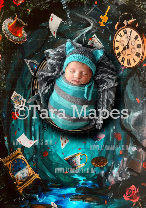 Wonderland Rabbit Hole Newborn Digital Background - Newborn  Digital Backdrop (JPG file)