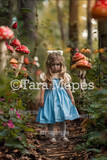 Alice Digital Backdrop - Wonderland  Enchanted Mushrooms - JPG File - Wonderland Digital Background