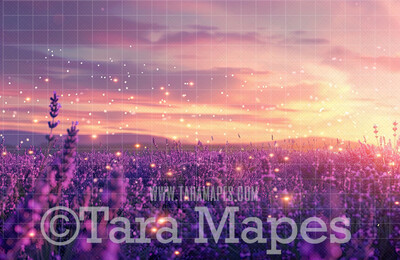 Painterly Field of Lavender Digital Backdrop -  Purple Flower Field Digital Background JPG