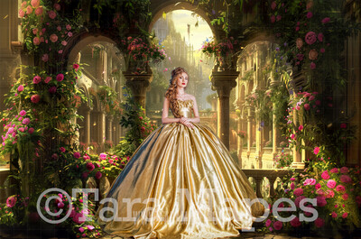 Gardens Castle Balcony - Digital Background - Castle Digital Backdrop