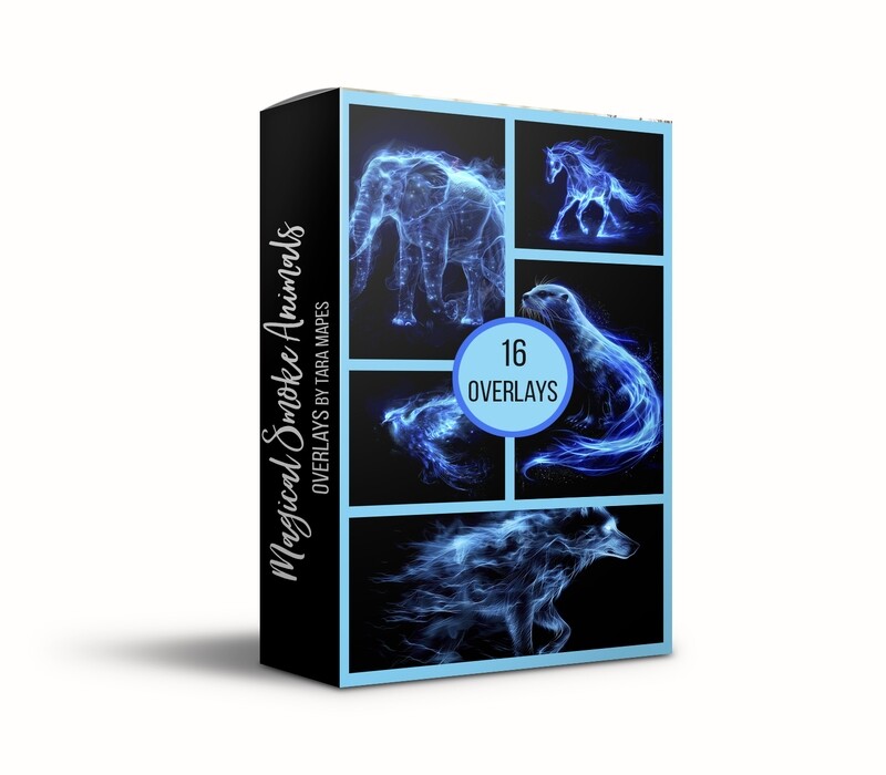 Magical Blue Glowing Animal Overlays - 16 Smoky Blue Animals Overlays