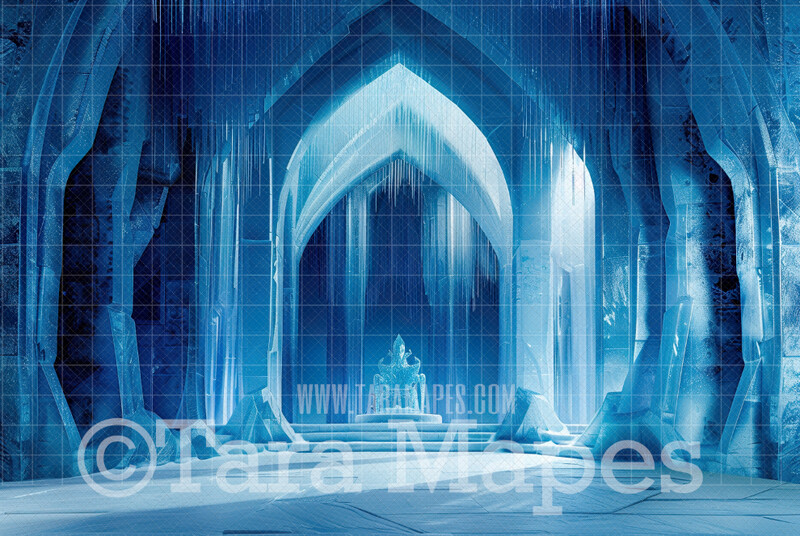 Ice Castle Digital Backdrop - Frozen Castle Entrance - Ice House - Frozen House - Frozen Castle Digital Background