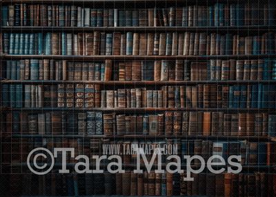 Library Wall of Books Digital Background - Book Wall Digital Backdrop JPG